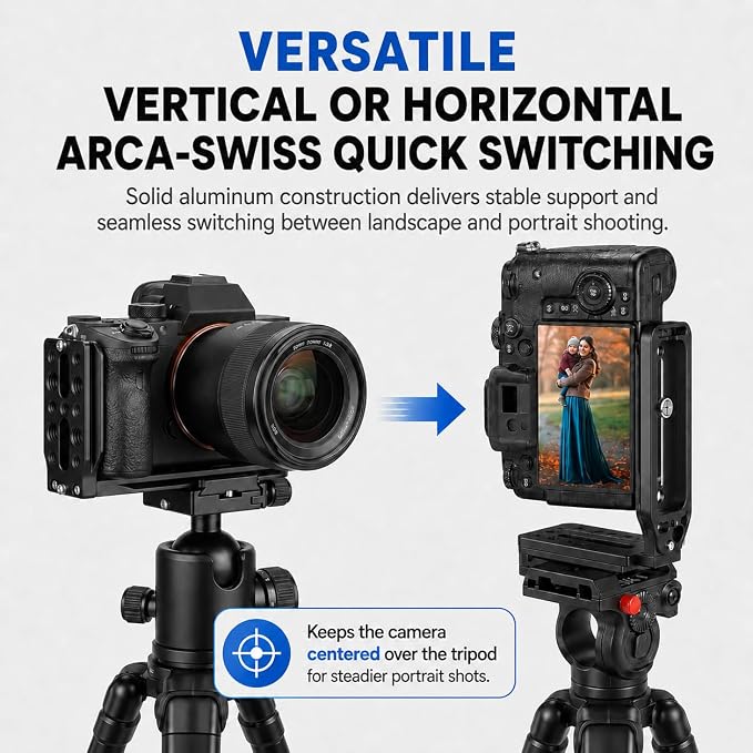 DSLR Camera L-Bracket, Vertical & Horizontal Switching Quick Release Plate - Image 2