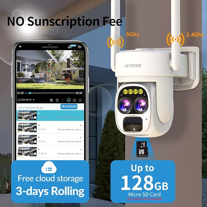 LETSCEE Security Cameras Wirelss Outdoor Solar Powered - Image 4