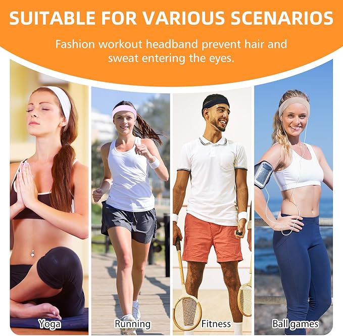 8PCS Summer-Exclusive Non Slip Sports Elastic Soft Running Fashion Headbands - Image 2