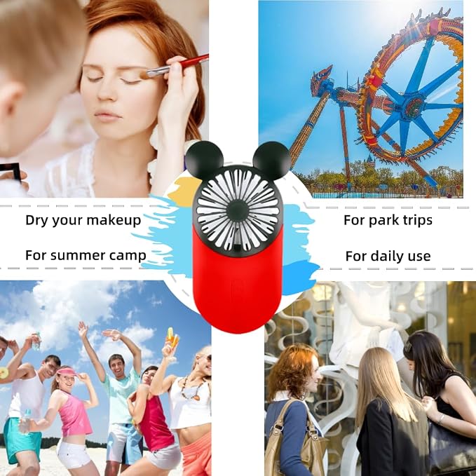 Cute Handheld Mini USB Fan, Rechargeable Portable Fan, 3 Adjustable Speeds and - Image 3