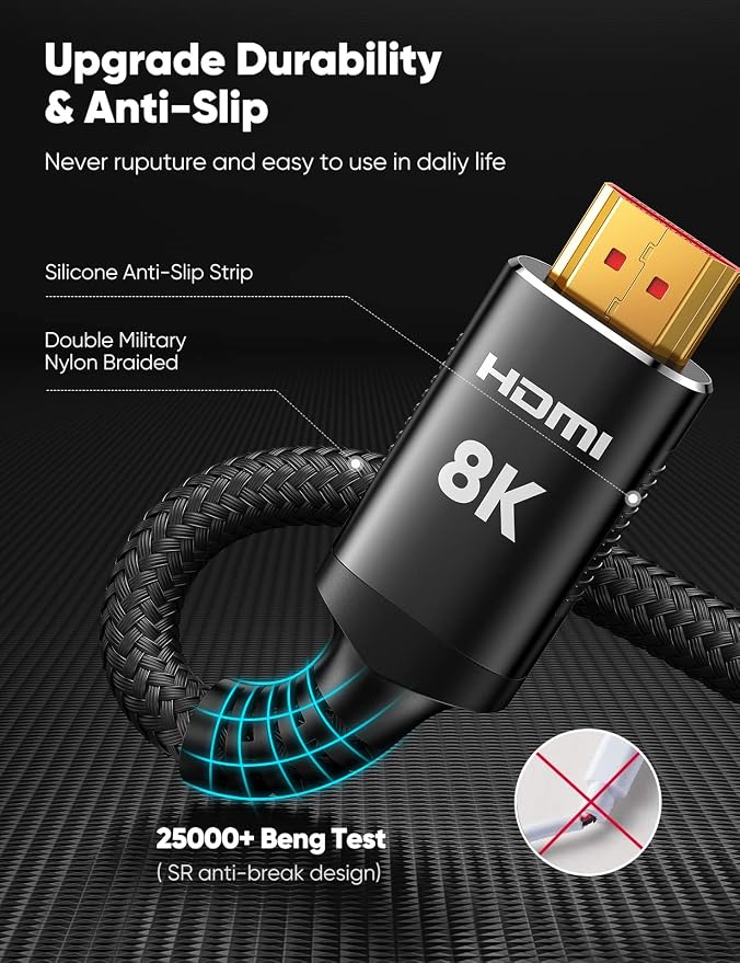 Snowkids 8K HDMI Cables 2.1 10FT 2-Pack 48Gbps 4K Ultra High Speed Cords eARC - Image 4
