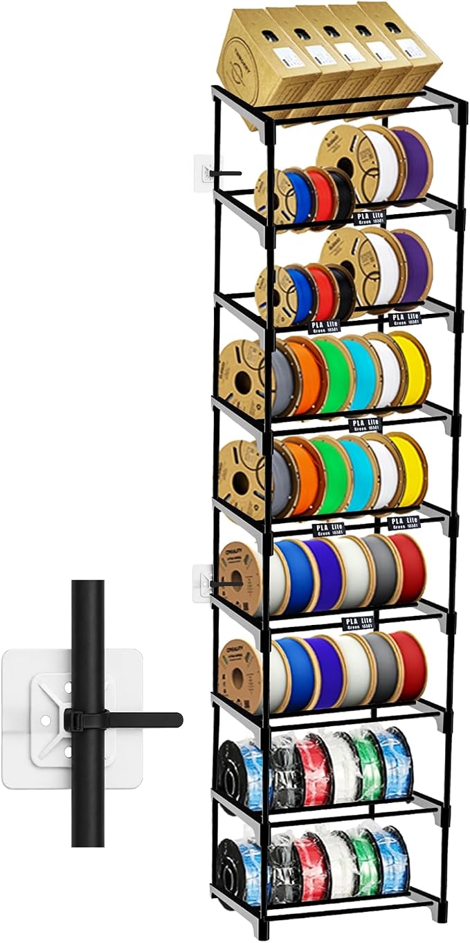 9-Tier 3D Printer Filament Storage Rack, Holds Up to 54 1kg Spools, by Razzi+Fidel