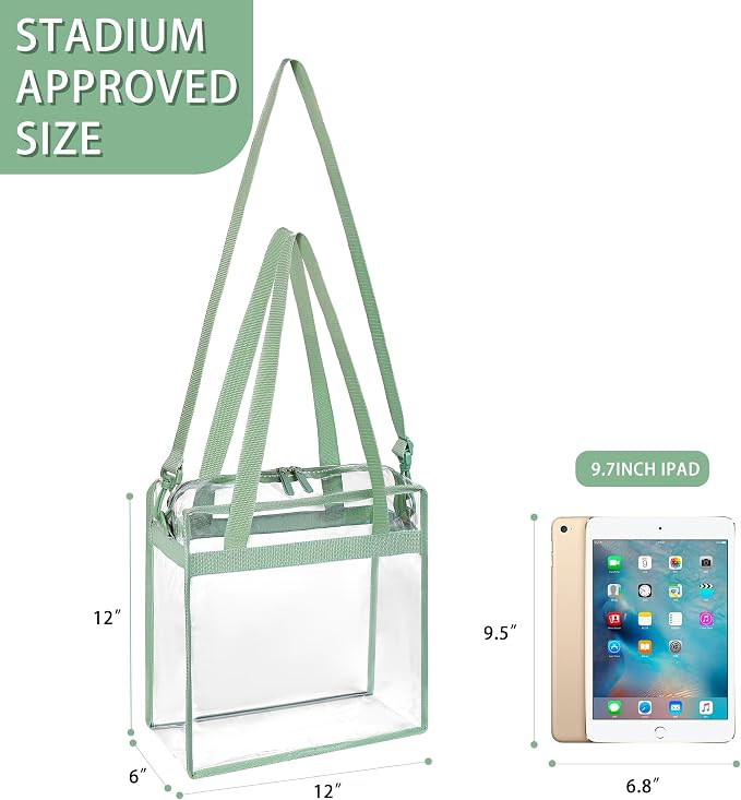 BAGAIL Clear Bags 12x6x12 Stadium Approved Clear Tote Bag - Image 3