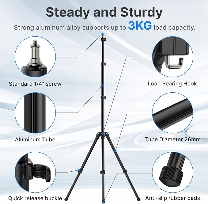 Ulanzi TT43 Extendable Photography Light Stand, Adjustable 6.23ft Aluminum - Image 6