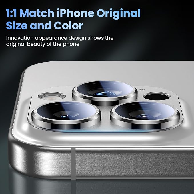 Uyiton Compatible with iPhone 16 Pro/iPhone 16 Pro Max Camera Lens Protector - Image 5