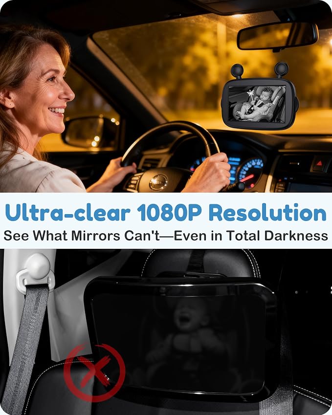 Yakry HD 1080P Baby Car Camera: Easy to Install 150° Wide Angle Car Seat Camera - Image 4
