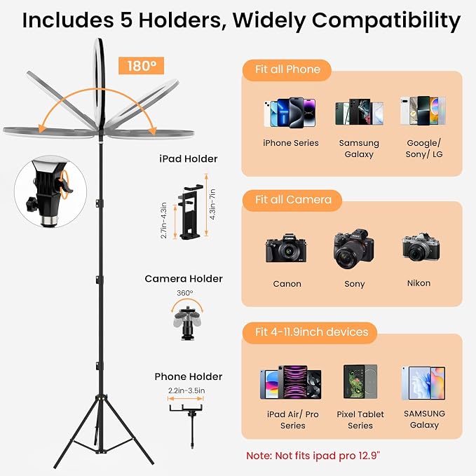 18" Foldable Ring Light with Stand - Image 7