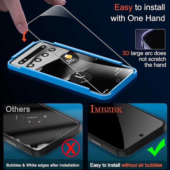 IMBZBK 3 Pack Screen Protector for Google Pixel 8 Pro Tempered Glass - Image 6