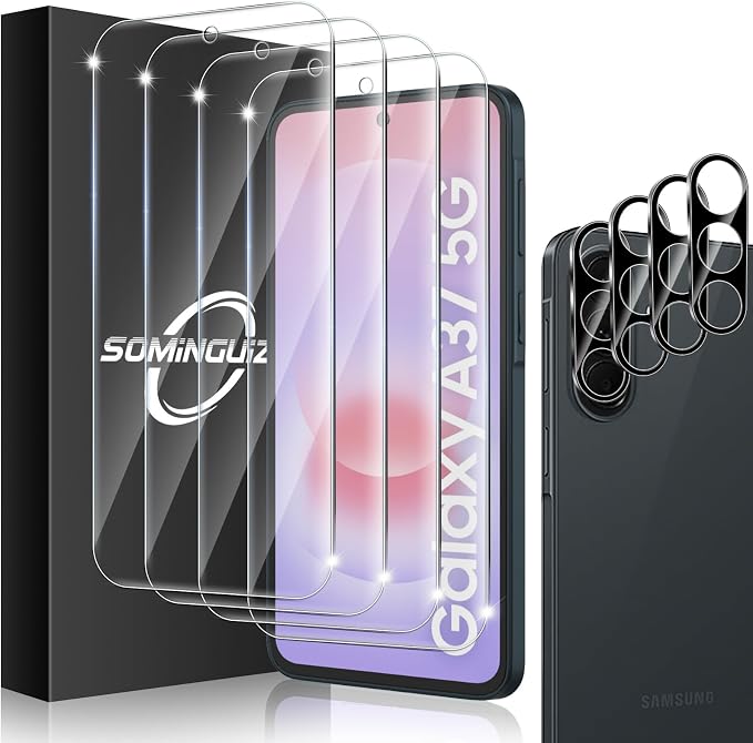 4+4 Pack for Samsung Galaxy A37 5G Screen Protector & Phone Camera Lens by SOMINGUIZN