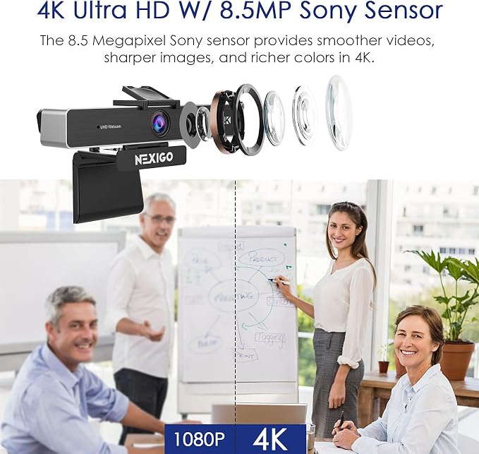 Zoom Certified, NexiGo N950P 4K Zoomable Webcam, RF Remote, Sony_Starvis Sensor - Image 2