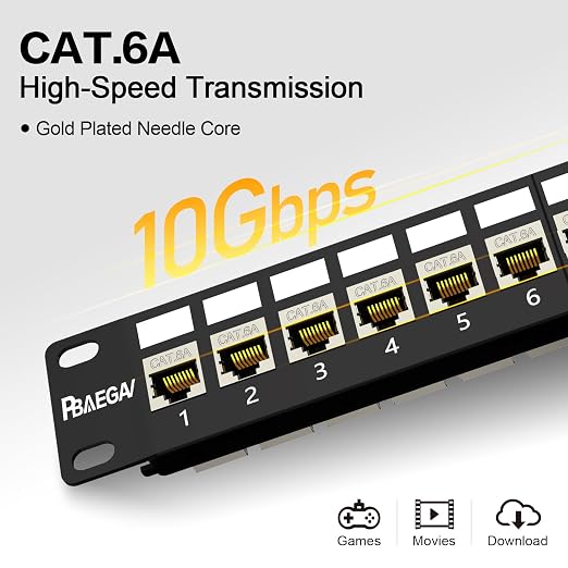 Patch Panel 24 Port with 24 Pcs Cat6A Keystone Jack STP 10G Support with - Image 4