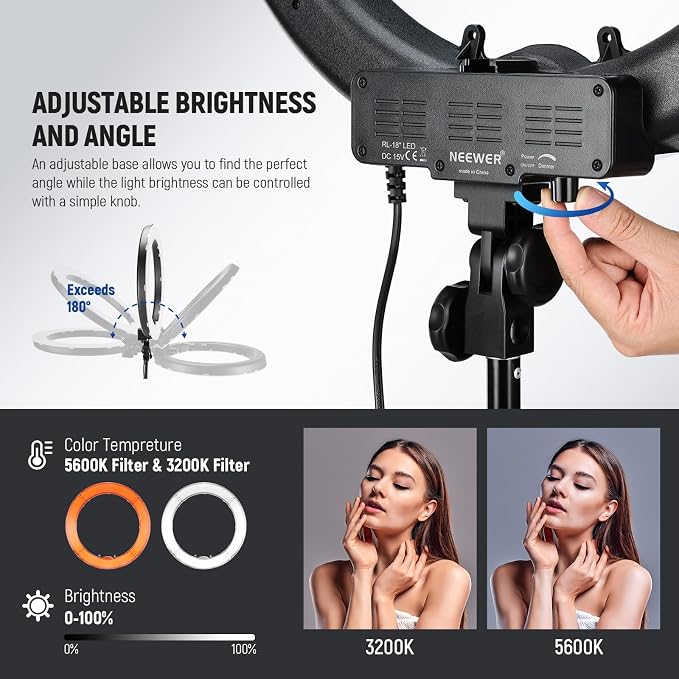 NEEWER Ring Light 18inch Kit: 55W 5600K Professional LED - Image 4