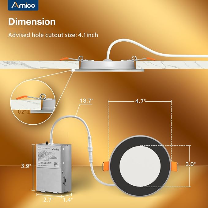Amico 12 Pack Black 4 Inch 5CCT LED Recessed Ceiling Light - Image 4