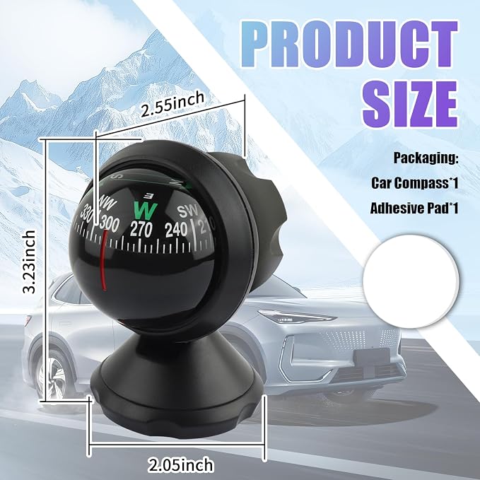 2026 New Upgraded Car Compass Dashboard Adjustible, Night Vision Compass - Image 2