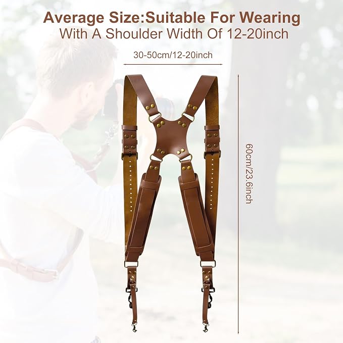 Double Camera Strap, Shoulder Camera Strap Harness Leather Dual Camera Strap - Image 6