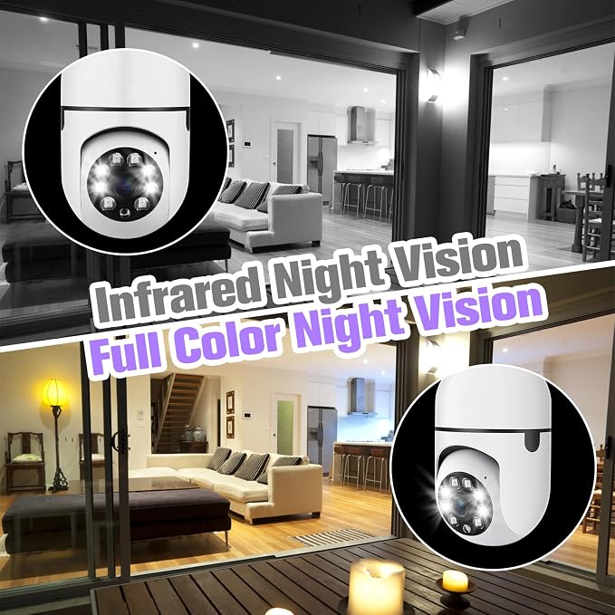 Security Camera Indoor Wireless WiFi Outdoor Home E27 360 Degree Panoramic Home - Image 6