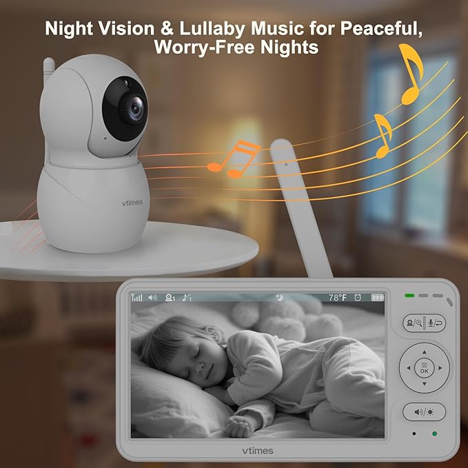 VTimes Baby Monitor with Camera and Audio, Baby Monitor No WiFi Night Vision - Image 6