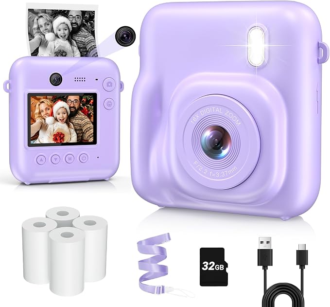 Kids Camera Instant Print, Dual-Lens 48MP Digital Camera by ThePertectGiftforChildren