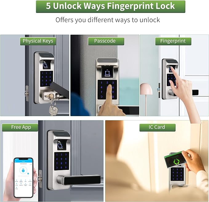 Smart Door Lock, Heavy Duty 5 in 1 Keyless Entry Door Lock, Full App Control - Image 3