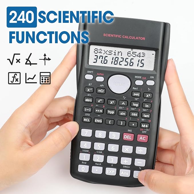 2 Pack Scientific Calculators, 2-Line Large Screen Display 240 Functions - Image 3