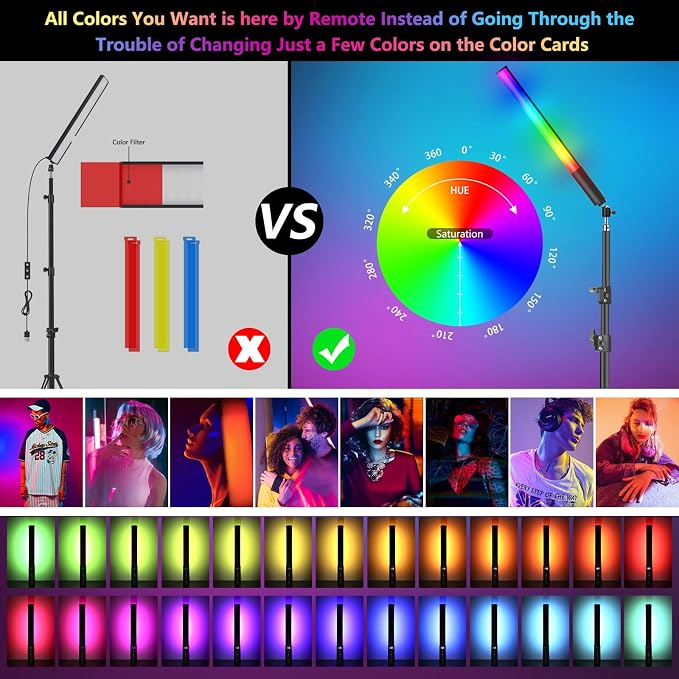 2 Pack RGB LED Video Light Wand Stick, Photography Studio Lighting Kits - Image 4