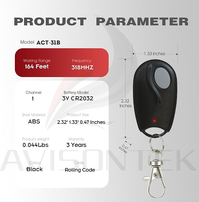 Avisontek 2-Pack for Linear Garage Door Opener Remote ACT-31B Megacode - Image 7