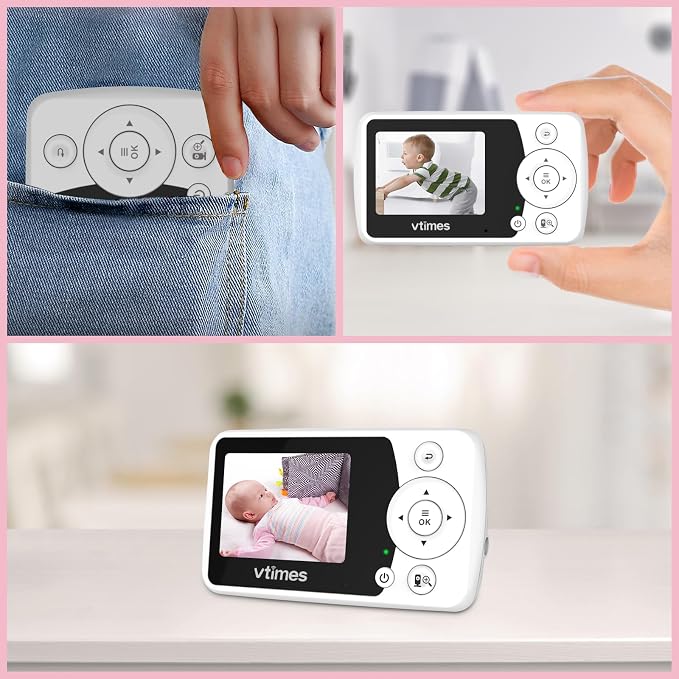VTimes Baby Monitor with Camera and Audio, No WiFi, 2.4" LCD Screen, Two-Way - Image 8