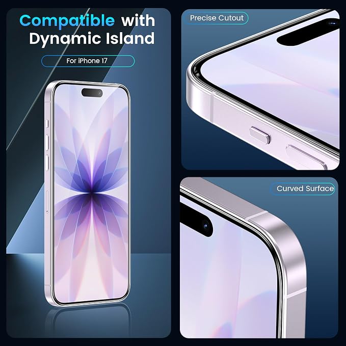 Fotbor Compatible with 3 Pack iPhone 17 Screen Protector With 1 Set Camera Lens - Image 6