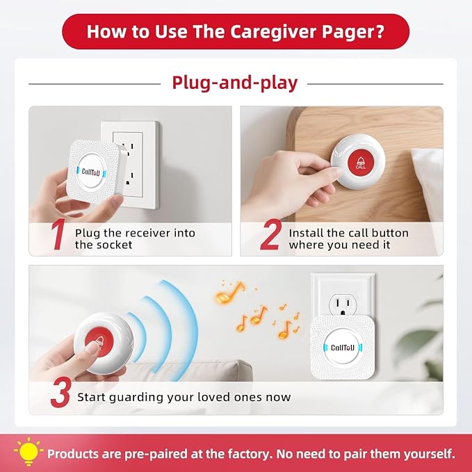 CallToU Caregiver Pager Wireless Call Button Nurse Alert System 500+ Feet - Image 6