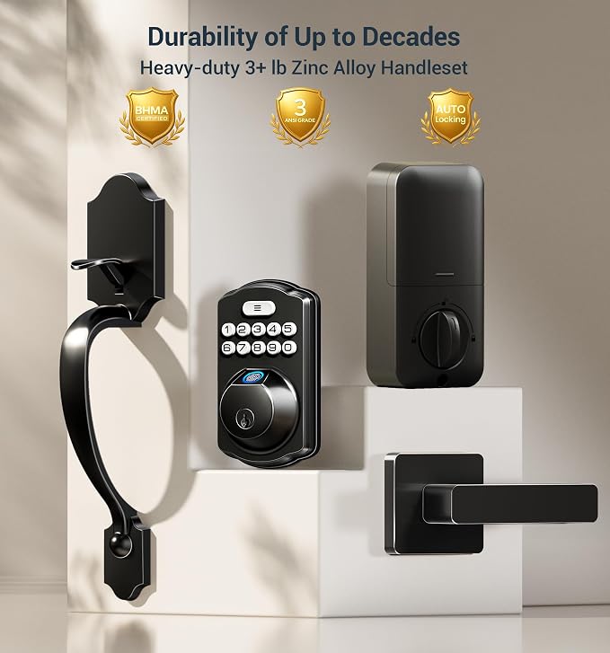 Veise Fingerprint Door Lock Set, Keyless Entry Door Lock, Front Handle Set - Image 7