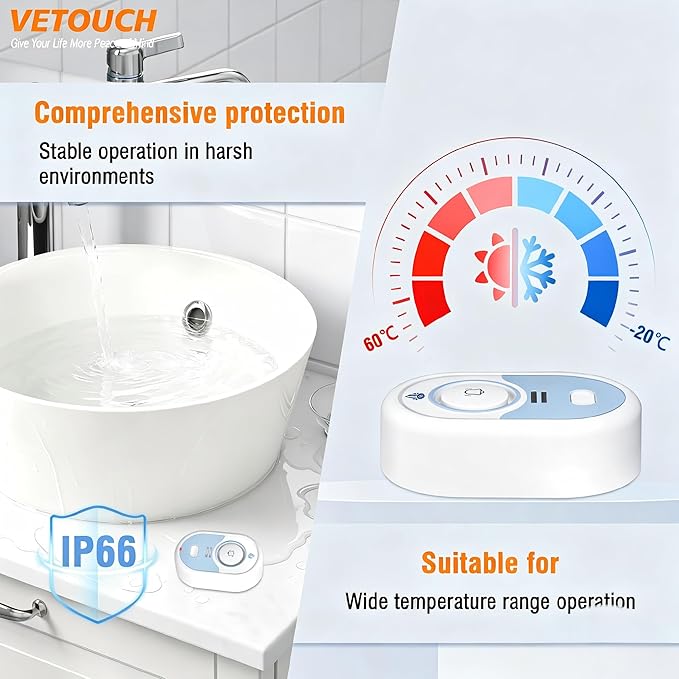 Water Leak Detector with Loud Alarm, 100dB Siren & LED Flash, Water Sensor Alarm - Image 4