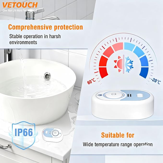 Water Leak Detector with Loud Alarm, 100dB Siren & LED Flash, Water Sensor Alarm - Image 4