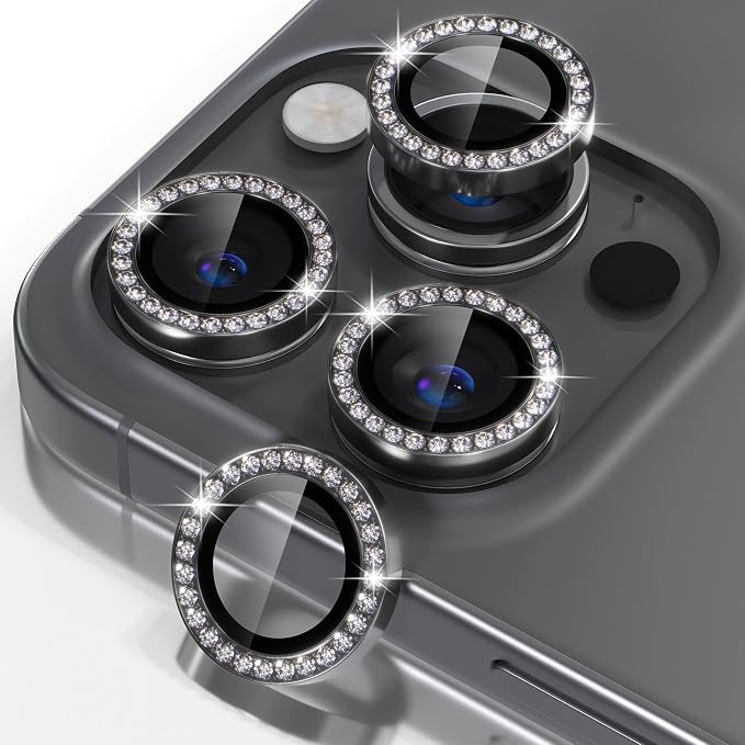Misea Compatible for iPhone 16 Pro/iPhone 16 Pro Max Camera Lens Protector Bling by Misea