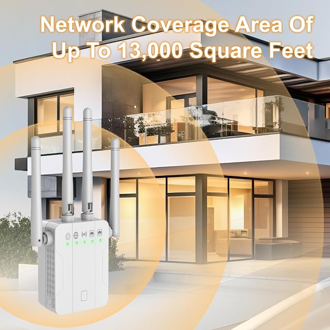WiFi Extender 1300Mbps, Dual Band 2.4GHz 5GHz Signal Booster, Low Latency - Image 6