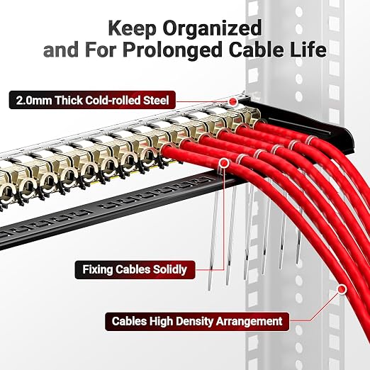 AMPCOM 24 Port Blank Keystone Patch Panel - Image 5