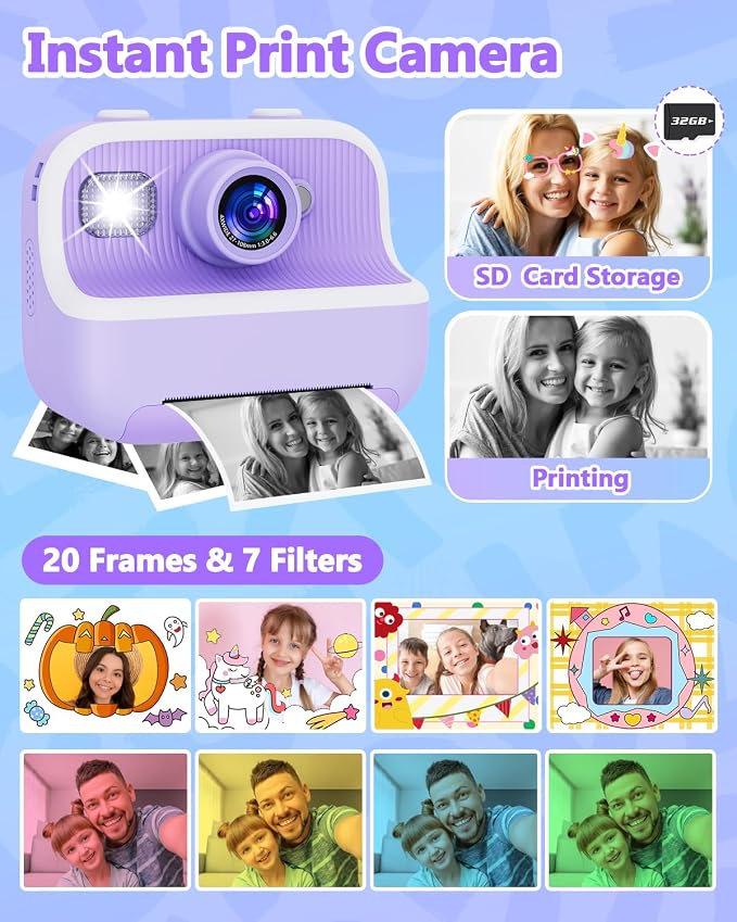 Instant Print Camera for Kids, Christmas Birthday Gifts for Girls Boys - Image 4