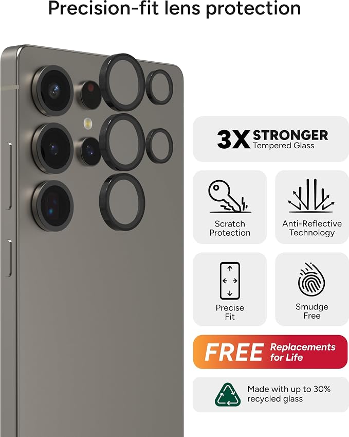 ZAGG Glass Elite Anti-Reflective Samsung Galaxy S25 Ultra Camera Lens Protector - Image 2