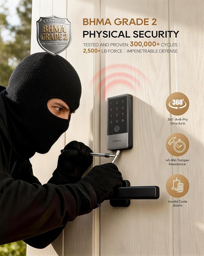 DREAME Wi-Fi Smart Door Lock for Front Door A10, Matter Over Thread, Works - Image 3