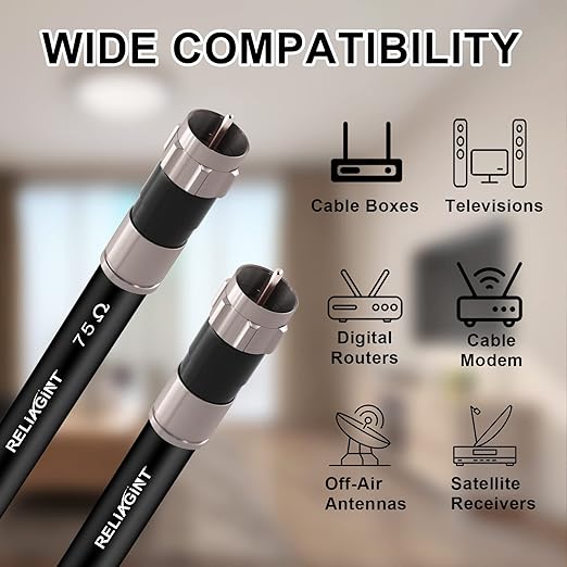 100ft RG6 Coaxial Cable Black, 75 Ohm Coax Cable - Image 5