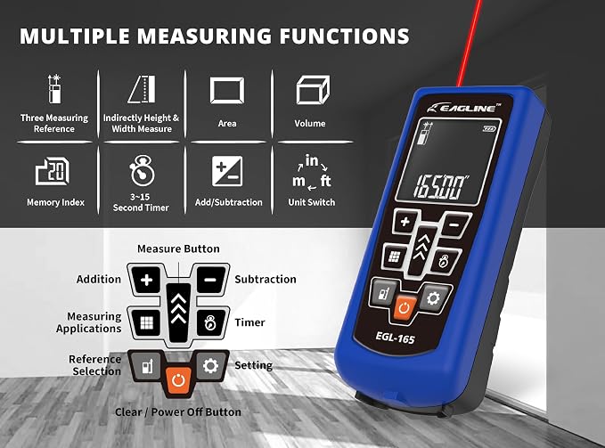 165 FT Range EAGLINE EGL165 Laser Distance Measure - Image 9