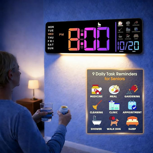 Hoifen Clock with Day and Date for Seniors, Remote Control, Night Light by Unknown