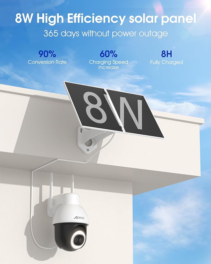 ANRAN AOV 24/7 Recording Solar Security Camera Outdoor, 5MP WiFi Surveillance - Image 7