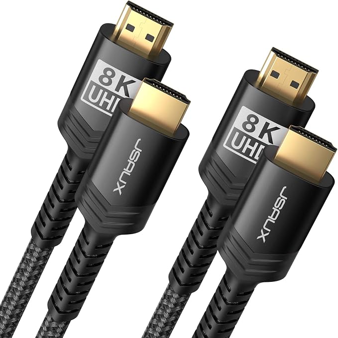 JSAUX 8K HDMI Cable 2.1 2 Pack 6ft, 48Gbps Ultra High Speed HDMI Cable Braided by JSAUX