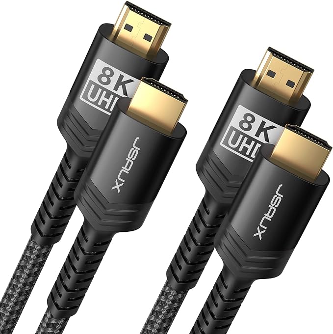 JSAUX 8K HDMI Cable 2.1 2 Pack 15ft, 48Gbps Ultra High Speed HDMI Cable Braided by JSAUX
