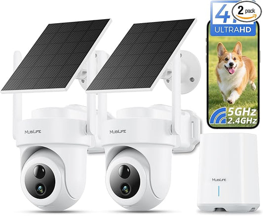 MUBILIFE 4K Security Cameras Wireless Outdoor, No Subscription, 8MP Solar by MUBILIFE