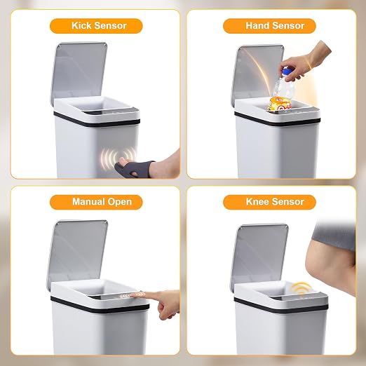 Automatic Bathroom Trash Can Touchless 2.6 Gallon Small Trash Cans - Image 6