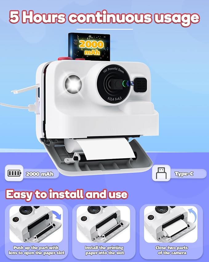 Dylanto Instant Print Camera for Kids, 2.4 Inch Screen Kids Instant Cameras - Image 7