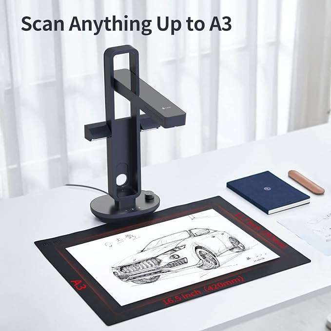 CZUR Aura Pro Book & Document Scanner, Capture A3 & A4, Auto-Flatten & Deskew - Image 6