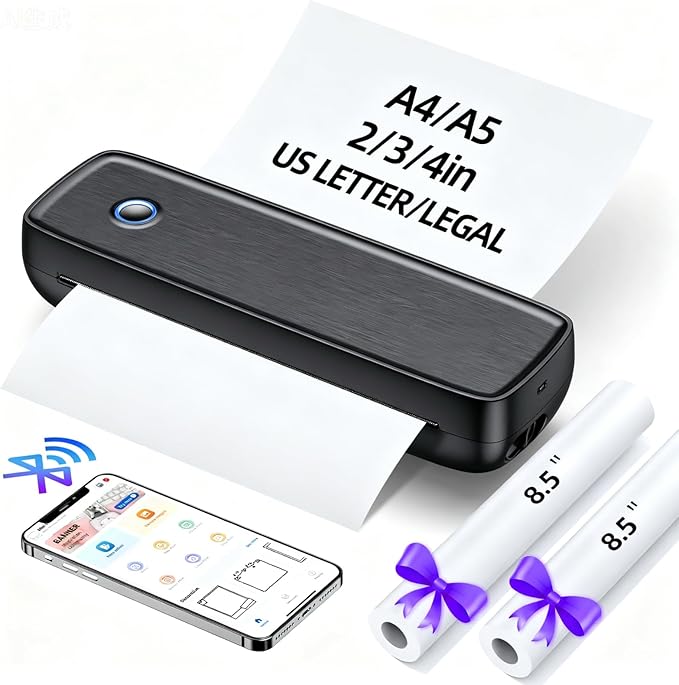 Portable Inkless Printer, Wireless Bluetooth Thermal Printer by KatsBeypg