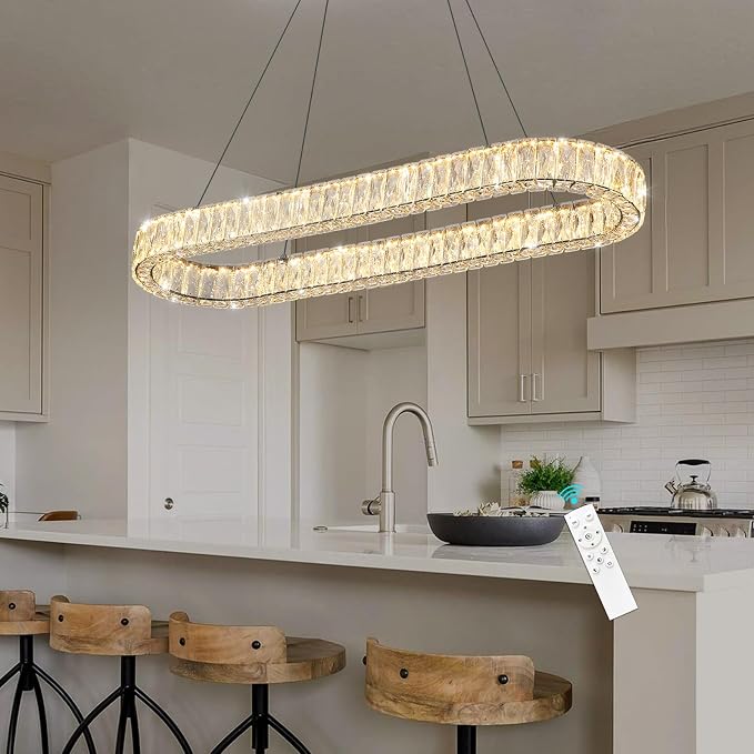 HAIXIANG LED Long Chandeliers for Dining Table Modern Chandelier Dimmable by HAIXIANG